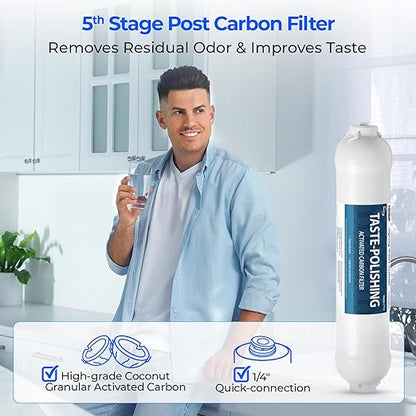 iSpring F10KU NSF Certified 1-Year Replacement Filter Set for 7-Stage RO Water Filtration Systems, Includes Alkaline Mineral & UV Filters, 10 Pieces, No RO Membrane