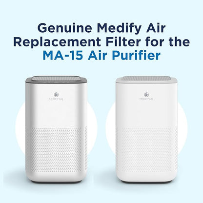 Medify MA-15 Set Genuine Replacement Filter for Allergens, Smoke, Wildfires, Dust, Odors, Pollen, Pet Dander | 3 in 1 with Pre-filter, HEPA H13 and Activated Carbon | Removal to 0.1 Microns | 2-Pack