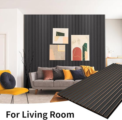 Wood Slat Wall Panel, 48'' x 24'' Wood Panels for Wall, 3D Soundproof Wall Panels, Large Acoustic Panels for Interior Ceiling and Wall Decor Noise Reduction, 2 Pack, Smoky Wood