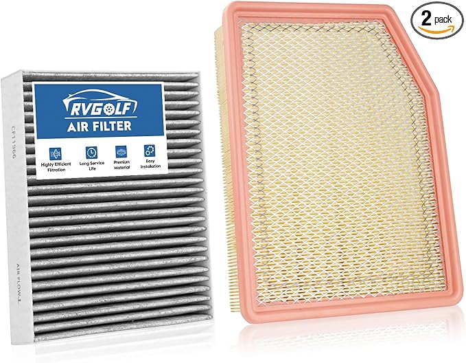 Engine+Cabin Air Filters Fit for 2019-2026 Silverado 1500＆Sierra 1500, 2021-2026 Tahoe＆Suburban＆Yukon, 2021-2026 Escalade Engine Air Filter Replacement Accessories CF11966 CA12405