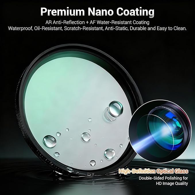 82mm Black Diffusion 1/4 & Reflectivity CPL 2 in-1 Filter with Lens Cap, Dreamy Softens Highlights with Effective Polarization, Mist Cinematic Polarizer Effect Filter with ND2 Reduction