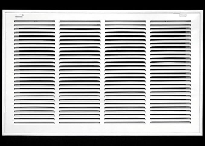 24" X 12 Steel Return Air Filter Grille for 1" Filter - Removable Face/Door - Flat Stamped Face - White [Outer Dimensions: 26.5 X 13.75]