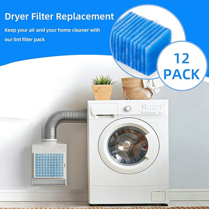 12-Pack Dryer Filter Replacement, Compatible with Better Vent Indoor Dryer Vent,Double Layer Filtration,Polyester Filters