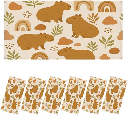 6 Pcs Fluorescent Light Covers for Ceiling Lights Cute Capybara Gifts Rainbows Leaves Abstract Shapes Earth Tones Decorative Magnets Light Filters for Office Home Classroom Must Haves 4’ x 2’