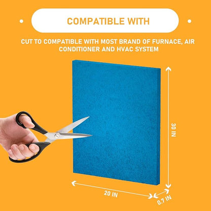 20x30x1 Reusable Air Filter Cut To Compatible with Furnace & Air Conditioner Washable Reusable High Air Flow Polyester Fiber Filter Media, 2 Pack (20" x 30" x 0.7" actual)