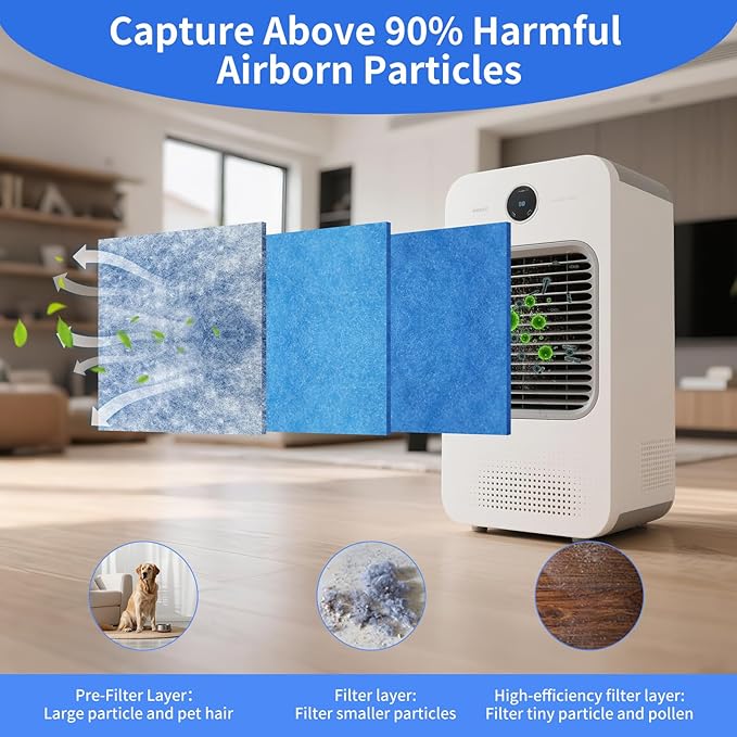 Custom Size Air Vent Filters,12''x90''x1'' Cut to Fit Air Filter Material with MERV 8 Rating & Adhesive Tape, for Home Floor, Grilles, Ceiling, HVAC Furnace Vents