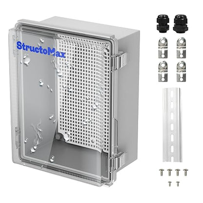 Outdoor Electrical Junction Box | IP67 Waterproof | Resistant ABS Material with Clear UV Coating Cover | Weatherproof Box for Outdoor, Garden, Deck, Patio