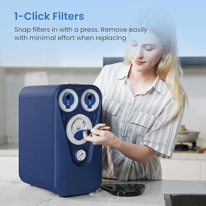 GLACIER FRESH GFU03 Reverse Osmosis System – 800 GPD, Non-Electric, 3:1 Pure-to-Drain, No Noise/No Drilling, 5-Stage Tankless Under-Sink RO Water Filter System, Reduces PFAS/PFOS, Classic Version