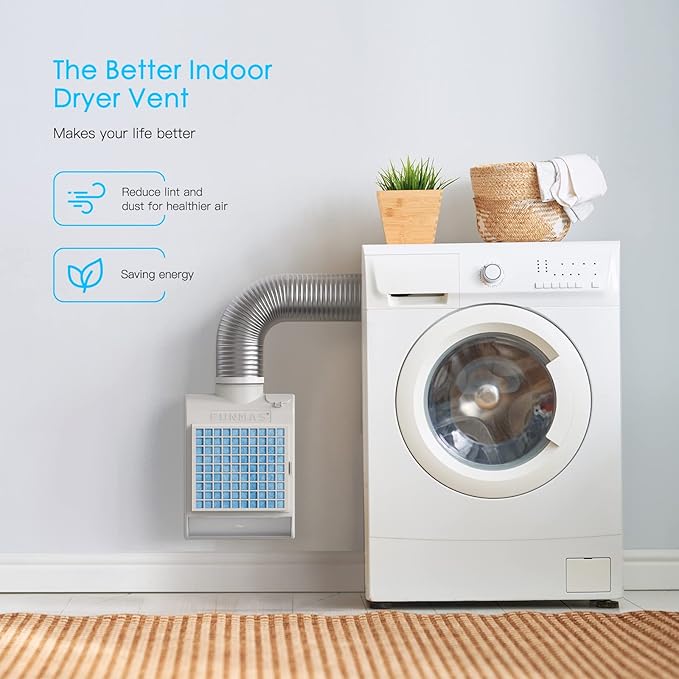 3-in-1 Indoor Dryer Vent, Stainless Steel Screen Filter, Polyester Filter and Water Drawer System, Upgrade Safety Vent Flap, with 4 Pieces Polyester Filters, For Electric Clothes Dryers