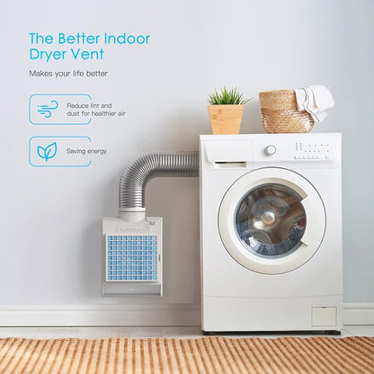 3-in-1 Indoor Dryer Vent, Stainless Steel Screen Filter, Polyester Filter and Water Drawer System, Upgrade Safety Vent Flap, with 4 Pieces Polyester Filters, For Electric Clothes Dryers