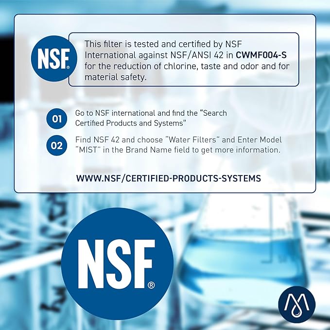 Mist EDR4RXD1 Refrigerator Water Filter Replacement for EveryDrop® Filter 4 – Maytag® UKF8001AXX-200, UKF8001AXX-750, Whirlpool® UKF8001, WHR4RXD1, 4396395 – NSF 42 & 372 Certified