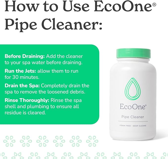 Pipe Cleaner by EcoOne | All-Natural Spa & Hot Tub Pipe and Jet Cleaner | Hot Tub Jet Cleaner Made with Non-Foaming Alkaline Ingredients | Deep-Penetrating Jetted Tub Cleaner, 8 Oz