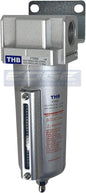 HEAVY DUTY HIGH FLOW COMPRESSED AIR IN-LINE PARTICULATE FILTER WITH METAL BOWL, 3/4" NPT PORTS, 140 CFM, VISIBLE SIGHT GLASS, 5 MICRON ELEMENT