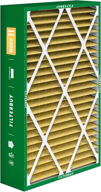 Filterbuy 16x25x5 Air Filter MERV 11 Superior Pet & Allergy Defense (2-Pack), Pleated HVAC AC Furnace Filters for Amana, Coleman, Goodman, Maytag, York, and More (Actual Size: 15.38 x 25.50 x 5.25)
