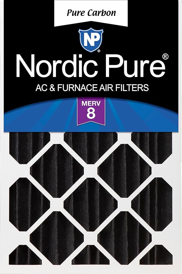 Nordic Pure 16x20x4 (Actual Size: 15 1/2 x 19 1/2 x 3 5/8) Pure Carbon Pleated Odor Reduction Merv 8 Furnace Filter 1 Pack