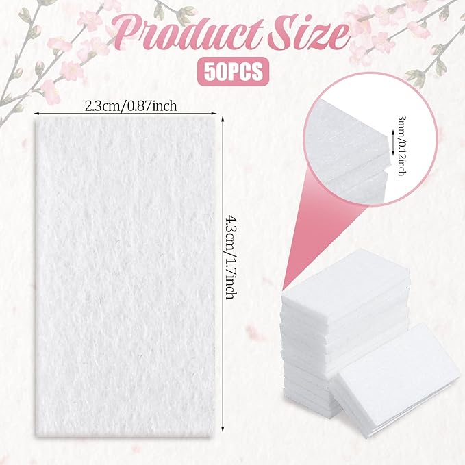 50 Pack Unscented Aroma Pads, 1.7x0.91" White Aroma Oil Refill Pads Aromatherapy Perfume Diffusers Humidifier Refill Pad Replacement for Home Electronic Equipment Locket Scent Ball Plug-in Diffuser