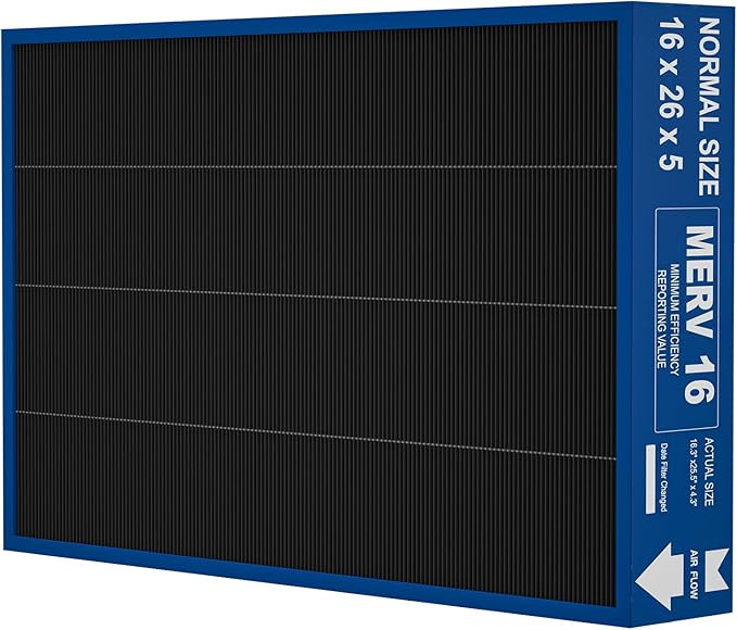 16x26x5 MERV16 Replacement Filter Compatible with PureAir PCO3-16-16 Air Purifier, Activated carbon deep filtration （actual size:16.3" x 25.5" x 4.3"）