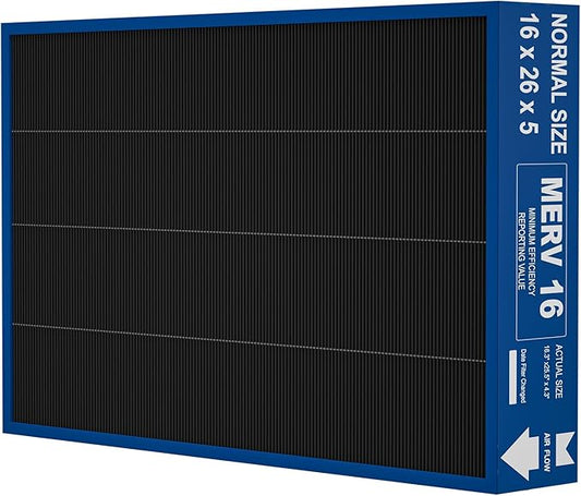 16x26x5 MERV16 Replacement Filter Compatible with PureAir PCO3-16-16 Air Purifier, Activated carbon deep filtration （actual size:16.3" x 25.5" x 4.3"）