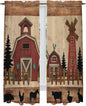 Brown Farmhouse Kitchen Curtains, Vintage Country Animals Wooden Grain Light Filtering Window Curtain Panels, 2Pcs Rod Pocket Window Treatments Set for Living Room Bathroom Bedroom 52x72 Inches