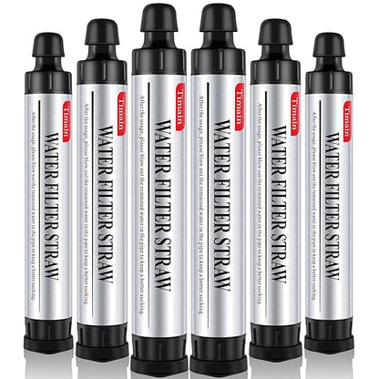 6 Pack Timain 4-Stage Filtration,High Flow Rate Water Filter Straw,Water Purifier Survival for Emergency Kits,Travel,Camping, Hiking,Fishing,Hunting (6)