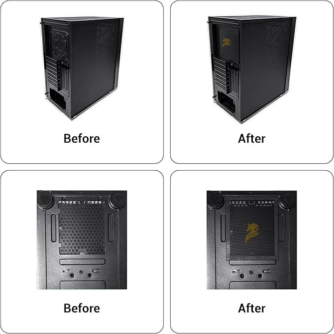 Dust Filter PC 90mm for Computer Cooler/PSU/Routers PVC 50 Mesh, Magnetic Frame PC Fan Dust Mesh Cooler Filter Dustproof Computer Fan Grills (PVC, Gentleman, 90 * 90mm, 2pcs, Black)