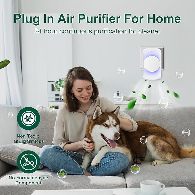 Air Ionizer for Home(3 pack), Ionic Air Purifier Plug in with 6 Carbon Fiber Tips, Ultra Quiet Portable Air Cleaner for Kitchen Bedroom Office Bathroom,Energy Efficient with Blue/Warm White Mood Light