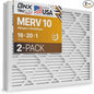 BNX TruFilter 16x20x1 MERV 10 (2-Pack) AC Furnace Air Filter - MADE IN USA - Pleated Air Conditioner HVAC AC Furnace Filters - Removes Odor, Mold, Bacteria, Smoke