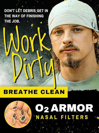 O2 Armor Nose Filters for Welders & Allergies - Nose Filter for Dust - Nasal Filters for Welding - Nose Dust Mask for Construction (10 Pack, Size Large)
