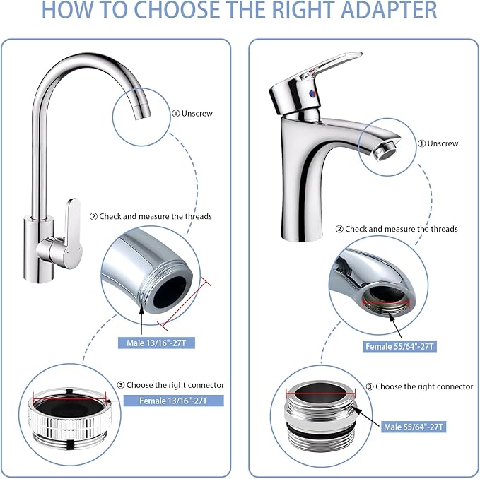 12 pcs Faucet Adapter Kit, CNYMANY Kitchen Aerator Adapter Set Male Female Sink Faucet Adapter Connecting Garden Hose Water Filter Standard Hose via Diverter