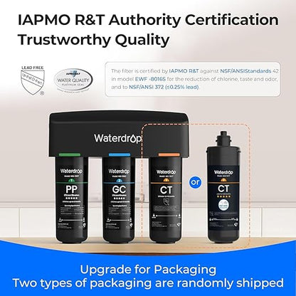 Waterdrop TSB 8 Layer Under Sink Water Filter, Reduces PFAS, PFOA/PFOS, Fluoride, Chlorine, Bad Taste & Odor, with Dedicated Faucet, NSF/ANSI 42 Certified Element, Under Sink Water Filtration System