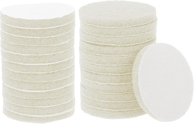 HARFINGTON 24pcs Scrubber Scouring Pads 450 Grits 4 Inch Drill Power Brush Hoop and Loop Surface Conditioning Disc Drill Scuffing Disc Scrub Pads for Home Kitchen Cleaning, White