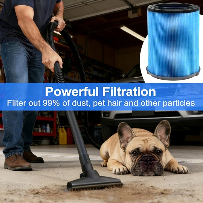 2 Pack Replacement VF5000 Filter for Ridgid Shop Vac Filter 5-20 Gallon, 3-Layer Wet/Dry Rigid Shop Vac Filters Compatible with WD06700 WD0671 WD0970EX0 WD0970M0 WD1270 WD1450