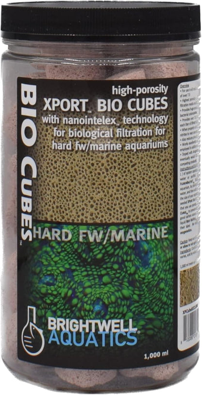 Brightwell Aquatics Xport BIO Cubes - Ultra-Porous Biological Filter Media for Filtration in Marine and Freshwater Aquariums, 1000-ml (XPCubeBIO1000)