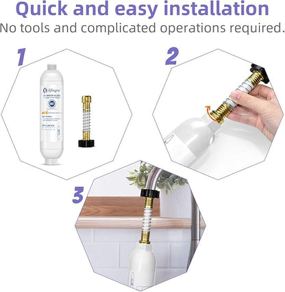 lifeegrn RV Water Filter with Hose Protector, Inline Water Filter, Reduces Bad Taste, Odors, Chlorine and Sediment in Drinking Water, White(2 Packs)