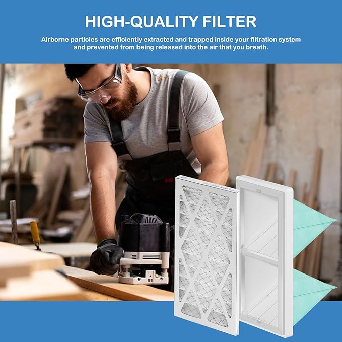 1 Micron Inner Filter and 5-Micron Outer Air Filter Replacement Compatible with WEN 3410, POWERTEC AF4000, AF4001, Shop Fox W1830, WEN 90243-026-2 Air Filtration Systems Woodworking, 2 Set