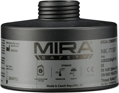 MIRA SAFETY M Gas Mask Filter - Certified CBRN Filter for Full Face Respirator Mask, 40 mm NATO Gas Mask Filter, Longest 20 Year Shelf Life, Vacuum Sealed NBC Filters, Compatible with Mira Gas Mask