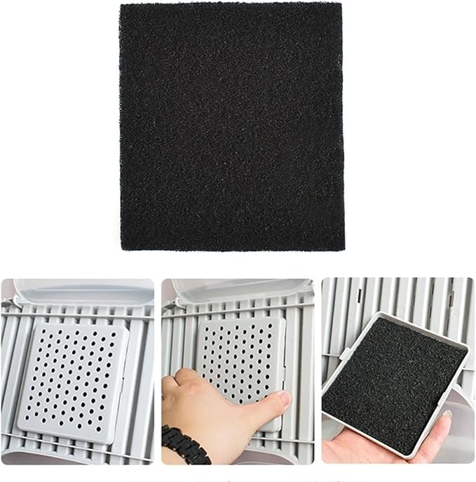 Eagles Square Compost Bin Filters, 10PCS, 4.7" x 4.7" x 0.4" Charcoal Filters for Kitchen Compost Bin Pail, Square Activated Carbon Filter Bio Bucket Filter Universal Size