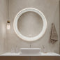 31.5 Inch LED Round Bathroom Mirror,Wall Mounted Multifunction Bathroom Vanity Mirror with Led Three-Color Light and Demister Pad, Circular Wall Mounted Vanity Mirror for Home Bathrooms,Shopping Malls