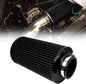 RYANSTAR 76mm 3" High Flow Round Tapered Cone Cool Air Filter Cleaner with Top Filter Design Long 270mm tall Black