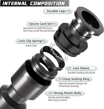 45 Pack Quick Connect 1/4" Drip Tubing Irrigation Fittings Kit Universal 1/4'' Drip Irrigation Tubing Connectors Leak Free Fitting Set Includes 10 Tee 10 Coupling 10 Elbow 10 End Cap 5 Shut Off Valve