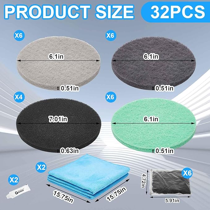 26 Pcs Canister Filter Media Replacement Kit Compatible with Fluval Fx4 Fx5 Fx6 Include Foam Filter Pads, Aquarium Maintenance Quick Clear/Water Polishing Pads, Silicone Lubricant, Towels