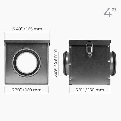 4 Inch Filter Box - Inline Duct Filter for Round Duct - Galvanized Steel Air Filter with EPDM Rubber Seal Gaskets - Intake Filter Ventilation - Air Filtration System for Home