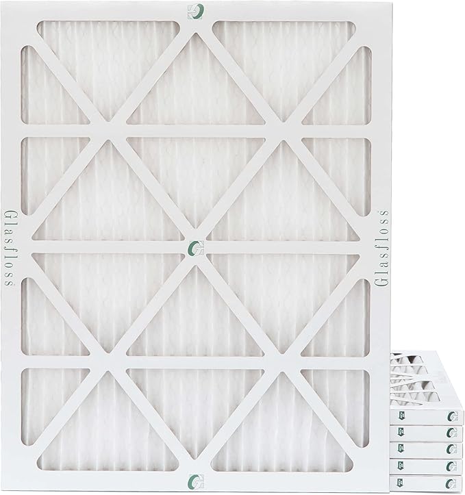 Glasfloss 18x20x1 MERV 10 (FPR 5-6) Pleated Air Filters Box of 6. Actual Size: 17-1/2 x 19-1/2 x 7/8