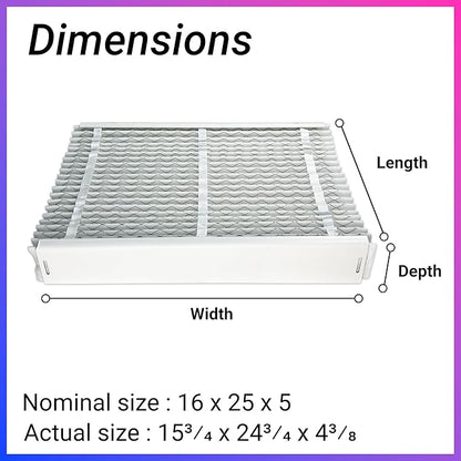 EXPXXFIL0016 16x25x5 Merv 10 Expandable Filter Media Replacement Compatible with Carrier EXPCCFIL0016 & Bryant EXPBBFIL0016 EZ-FLEX Heating and Cooling System, 2 Packs