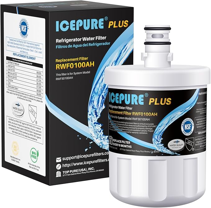 ICEPURE PLUS NSF53&42 Premium 5231JA2002A Refrigerator Water Filter Replacement for LG LT500P, ADQ72910911, ADQ72910901 ADQ72910907, GEN11042FR-08, Kenmore 9890, 469890, LFX25973D, LFX25974ST, 1PACK