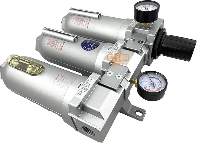 3/4" NPT SUPER DUTY Industrial Grade Filter Regulator Coalescing Desiccant Dryer System For Compressed Air Lines, Metal Bowls, Great For Paint Spray And Plasma Cutter (AUTO DRAIN)