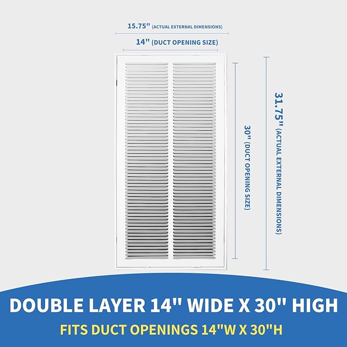 14x30 Return Air Grille [Duct Opening Size],Return Air Vent Cover for Wall Or Ceiling,Steel Return Air Filter Grilles Removable Face/Door for 1 Inch Filters(14"W x 30"H [Duct Opening])