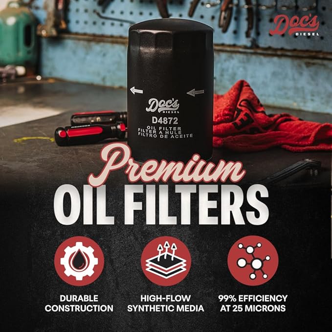 Doc's Diesel Oil Filter D4872 | Compatible with Ford 7.3L Powerstroke 1994-2003 | Replaces FL1995