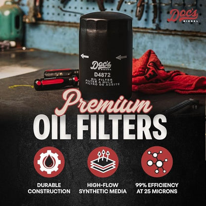 Doc's Diesel Oil Filter D4872 | Compatible with Ford 7.3L Powerstroke 1994-2003 | Replaces FL1995