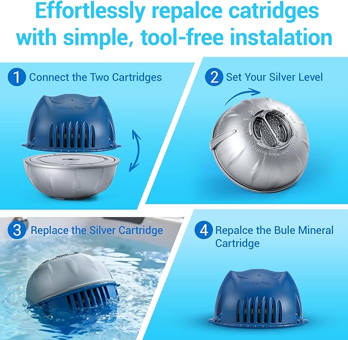 Hot Tub Replacement Cartridge for use with Frog Ease Floating System - Hot Tub Maintance System Supports Less Chlorine Use - 3 Pack